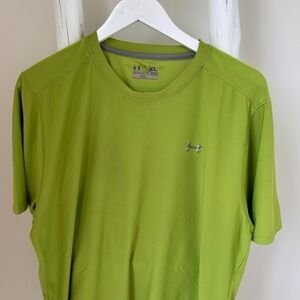 Under Armour Men's Heat Gear Short Sleeve Lime Green Regular Fit Shirt Sz XL